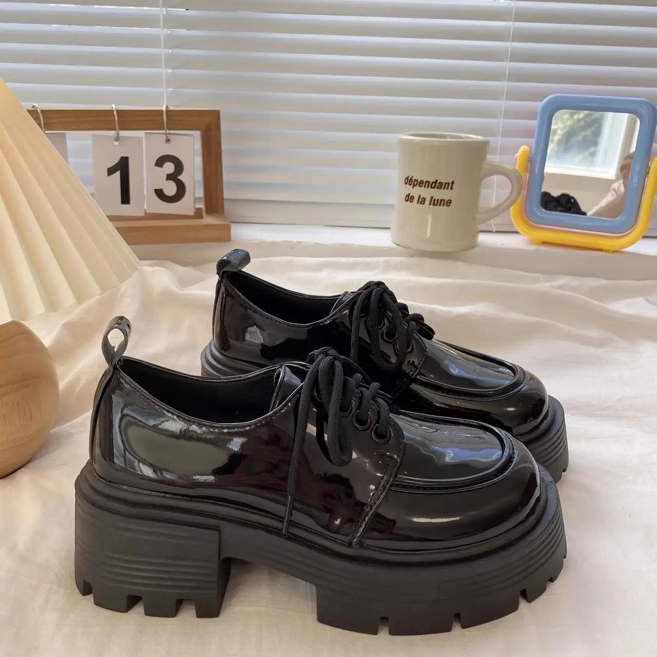 LIZAKOSHT  -  British Style Thick Bottom Heel Increase Single Shoes Retro All-Match Spring New Style Flat Loafers Fashionable Casual Shoes