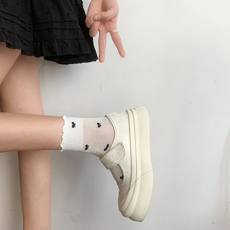 LIZAKOSHT  -  Small White Shoes Female Footwear All-Match Clogs Platform Summer Dress Creepers New Mary Janes Hook & Loop Women's Shoes Platfo