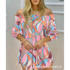LIZAKOSHT  -  One Shoulder Sexy Backless Temperament Commuter Print Dress for Women