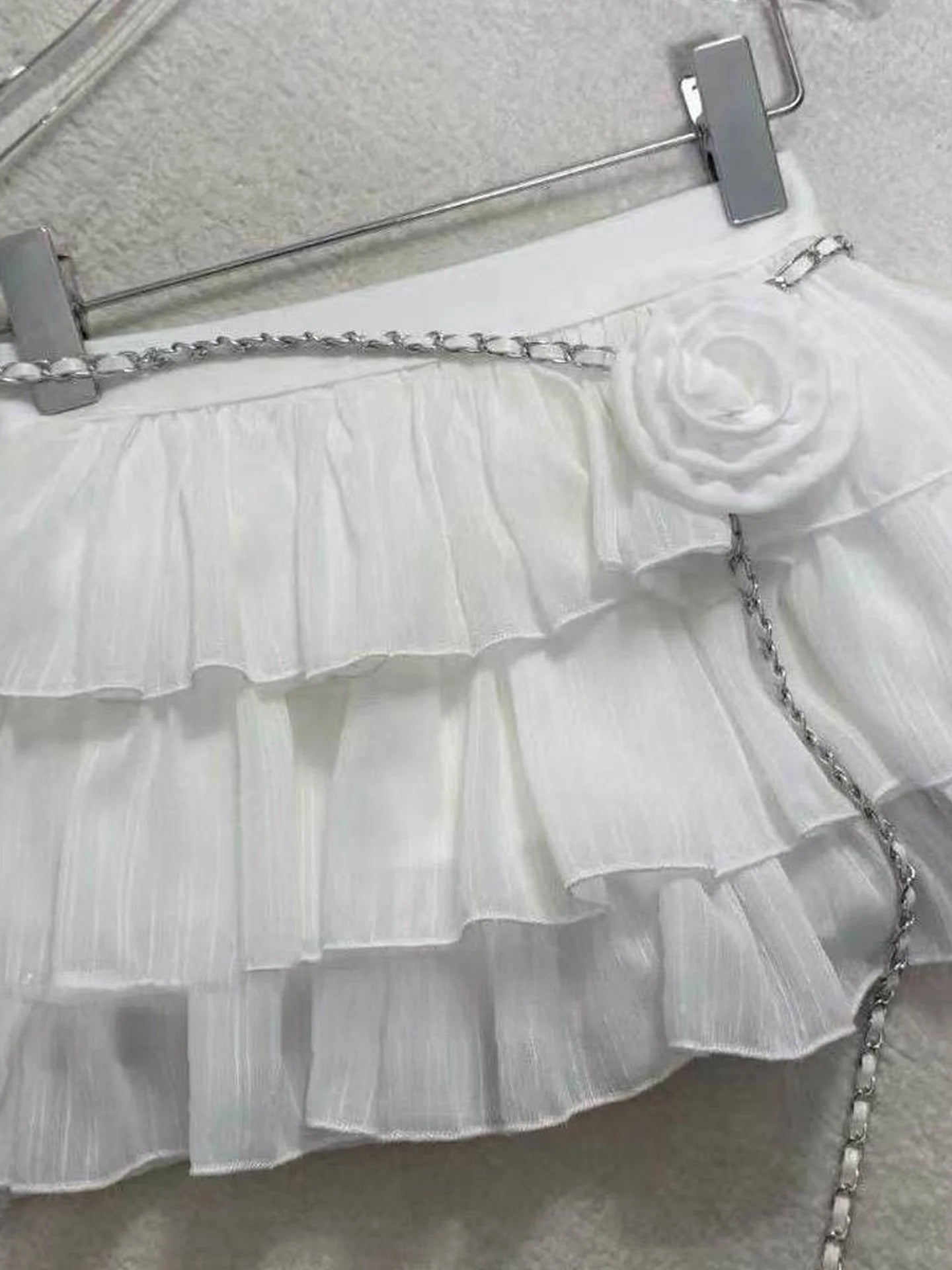 LIZAKOSHT  -  Sweet Fairy Style A-Line  Skirt Women's Summer New Chain Waist Belt Anti-Light Elastic Waist Versatile Short Skirt