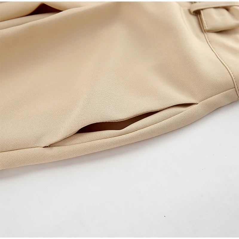 LIZAKOSHT  -  Casual Khaki Pleated Wide Legs Pants Women Chic High Waist Baggy Trousers Female 2025 Spring Summer New Fashion Office Pant