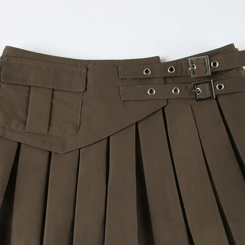 LIZAKOSHT  -  Girls' Wind Lace Stitching Tooling Skirt Spring and Summer High Waist Fashion Spice Girls Pleated Skirt