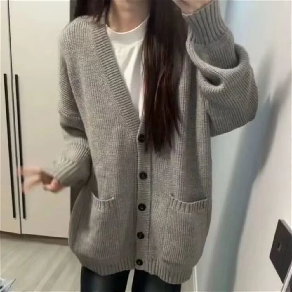 LIZAKOSHT  -  Japanese Fashion College Loose V-neck Cardigan 2026 New Sweater Female Outer Wear Sweater Coat School Uniform Women's Clothing
