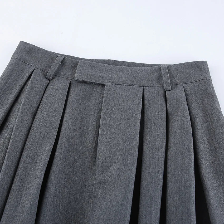 LIZAKOSHT  -  French Commuter Pleated Gray Suit Pants Women 2026 Autumn Street Wear Fashion Casual Loose Versatile Wide-leg Trousers