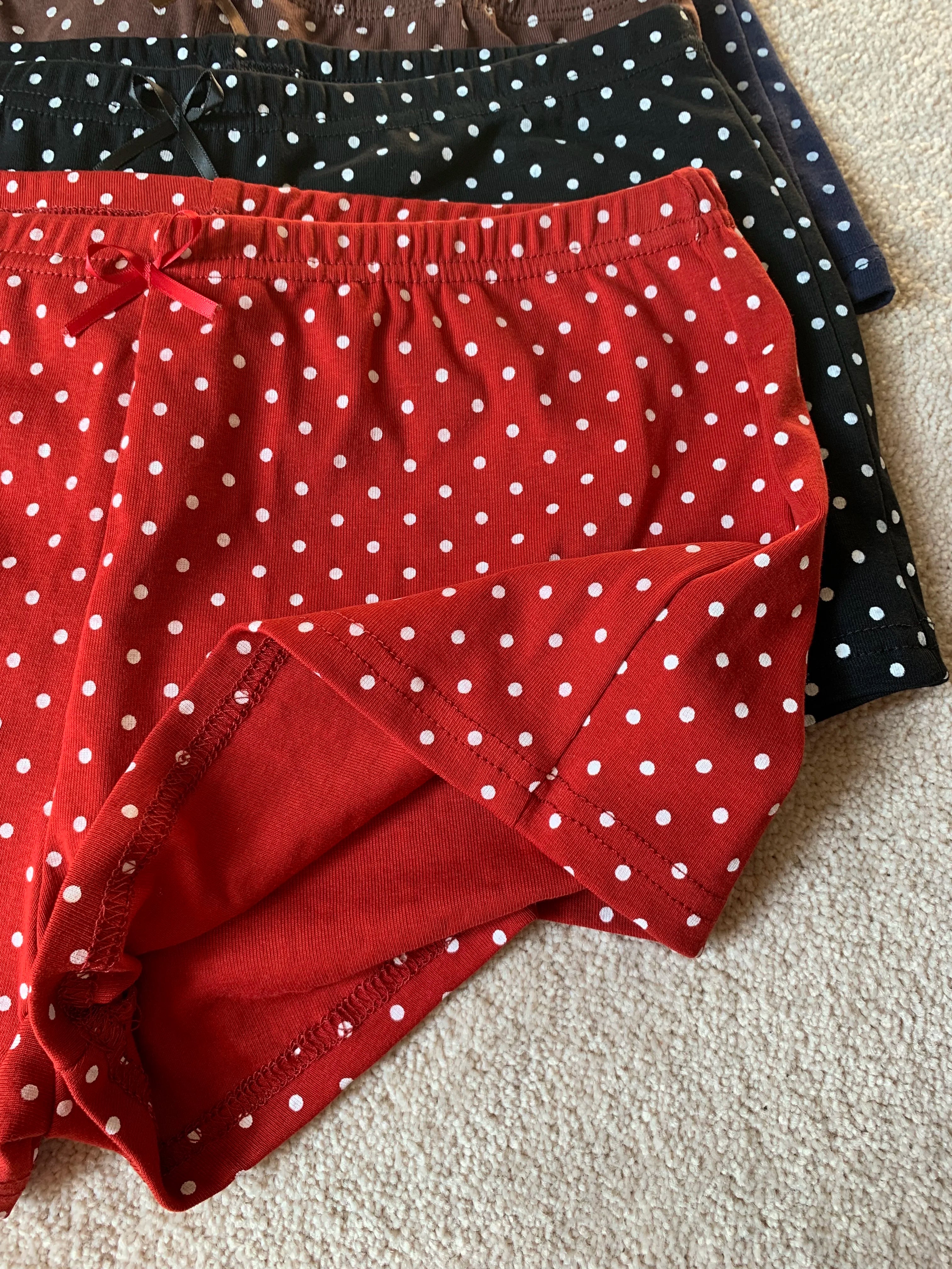 LIZAKOSHT  -  Polka Dot Cotton Shorts Woman Summer Bow Elastic Waist Straight Short Pants Female Casual Cozy Home Pajama Bottom New Pant