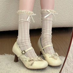 LIZAKOSHT  -   New Spring Thick Heel Women Mary Jane Shoes Fashion Butterfly-knot Buckle Strap Shoes Ladies Designer Luxury Dress Pumps
