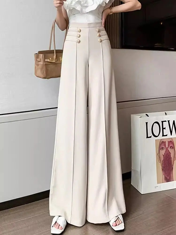 LIZAKOSHT  -  Wide Leg Pants for Women with High Waist and Drooping Sensation New Black Flared Pants for Women with Straight Leg and Slimming
