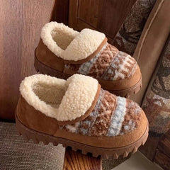 LIZAKOSHT  -  Vintage Fleece Women's Fashion Outerwear Fair Isle Print Warm Soft Cute Versatile Winter Boots Christmas