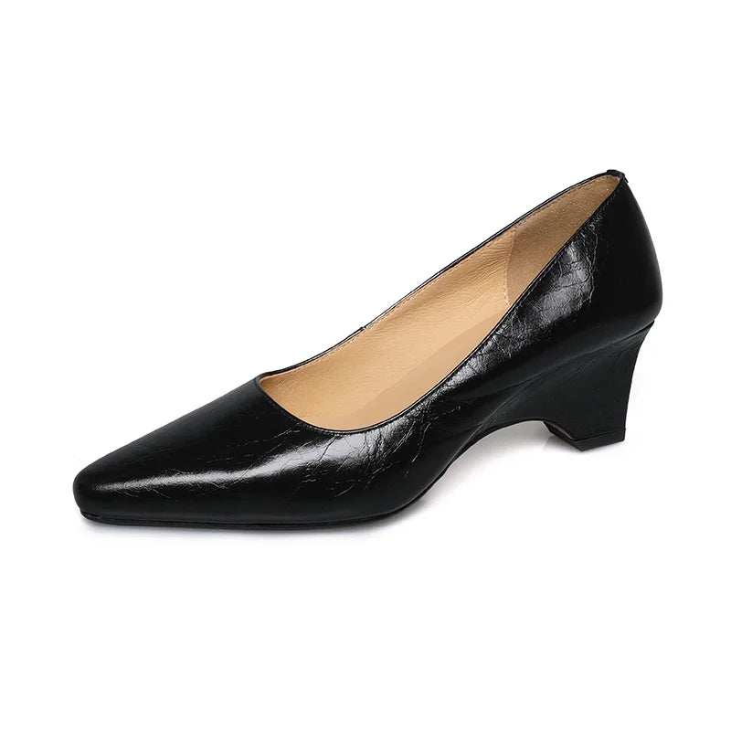 LIZAKOSHT  -  Fashion Pumps New High Quality Genuine Leather Shoes Shallow Mouth High Heels Commuter Women's Heels Shoes
