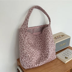 LIZAKOSHT  -  Women's Pink Leopard Print Shoulder Bag Large Capacity Casual Tote Simple Double Sided Use For Work Commuting