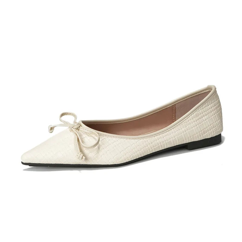 LIZAKOSHT  -  new designer leather waeved women flats bowtie slip on loafers silver plaid leather mocasines women working shoes size 42