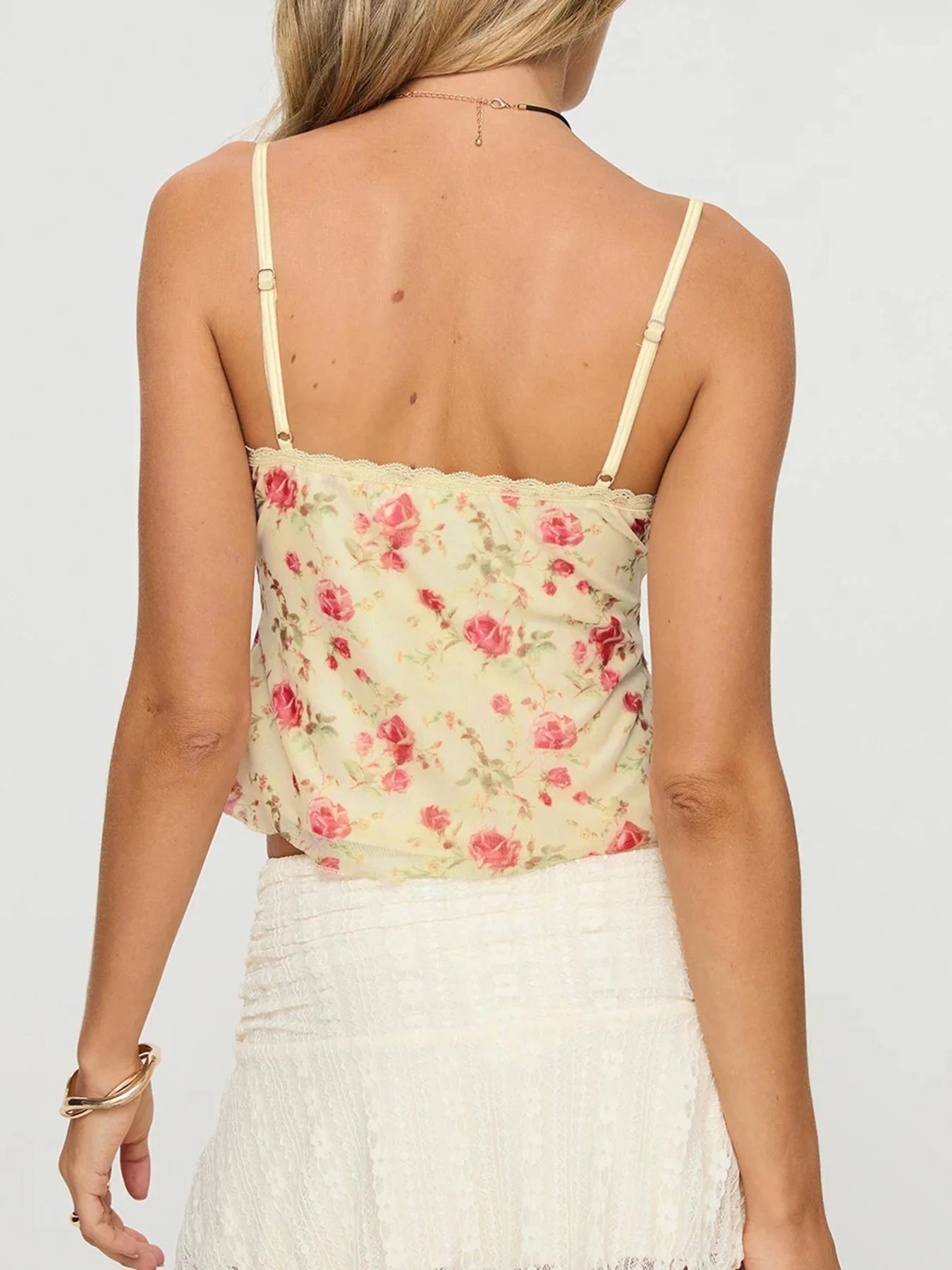 LIZAKOSHT  -  Bodycon Sexy Backless Camisole Floral Print Sleeveless Retro Summer Cropped Tops Elastic Hottie Women's Clothing