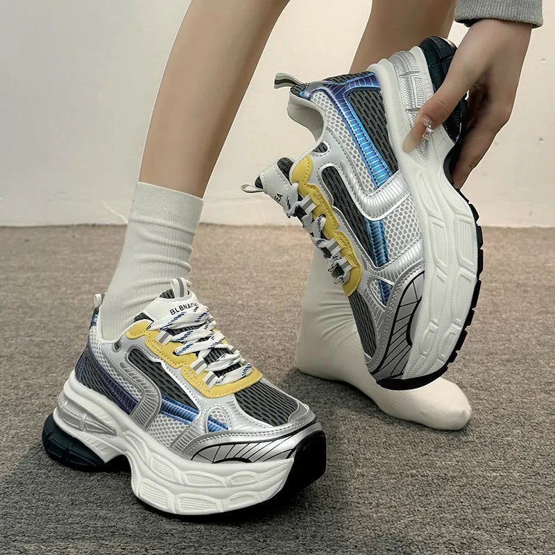 LIZAKOSHT  -  Women's Shoes Casual Shoes Spring Tennis Female Woman-shoes Sneakers Platform Trainers Roses Thick Sole Retro Leisure
