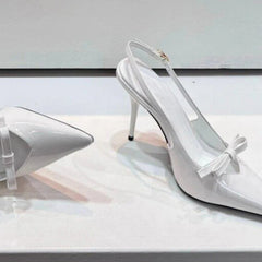 LIZAKOSHT  -  One Line Buckle High Heels Women's Slim Heels New Summer Style Bow Tie Wrap Hollowed Out Patent Leather Sandals