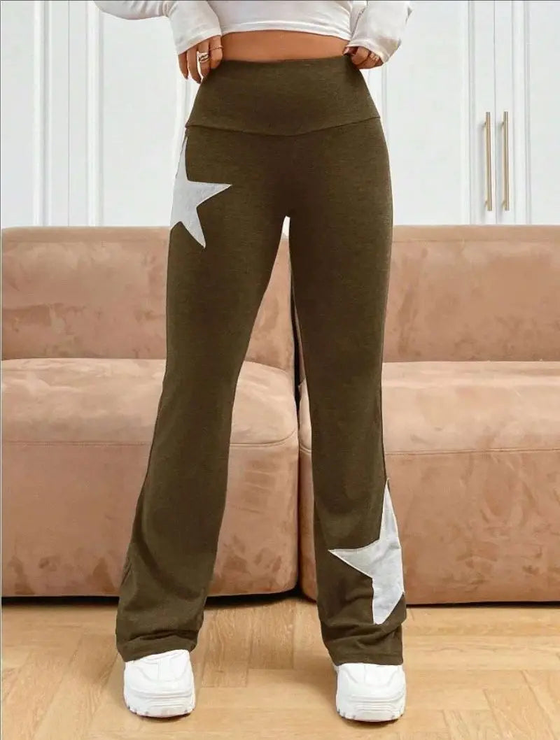 LIZAKOSHT  -  Spring Autumn Women Y2k Vintage Pants Star Pattern Printed Straight Leg Long Pant Casual Trousers Female Casual Sweatpant