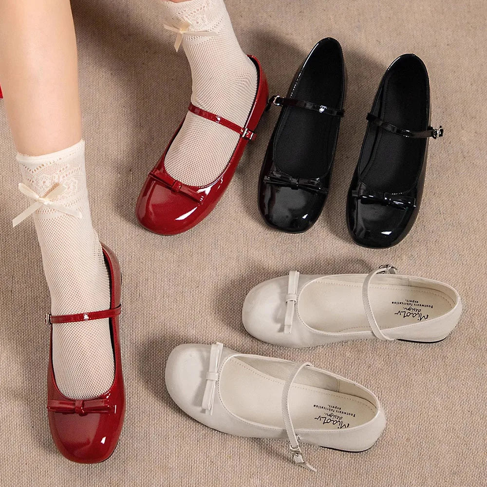LIZAKOSHT  -  Summer Vintage WineRed 2.5cm Low Heels Mary Janes Shoes Women Sweet Round Toe Black Square Heel Silver Pumps Footwear