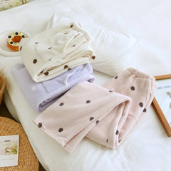LIZAKOSHT  -  Winter Polar Fleece Women Trousers Sleep Pants NEW Woman Pajamas Pants Polka Dot Bottoms Sleepwear Women Homewear