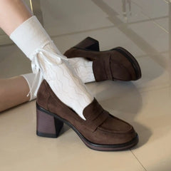 LIZAKOSHT  -   Vintage Square Toe Thick Heel Women Mary Jane Shoes Shallow Slip on Ladies Elegant Dress Pumps Spring Concise Zapatos De Mujer