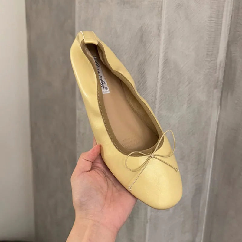 LIZAKOSHT  -  Fashion Round Toe Ladies Ballet Flats Female Slip On Footwear Shoes Butterfly-Knot New Spring Summer Flat With Shoes For Women