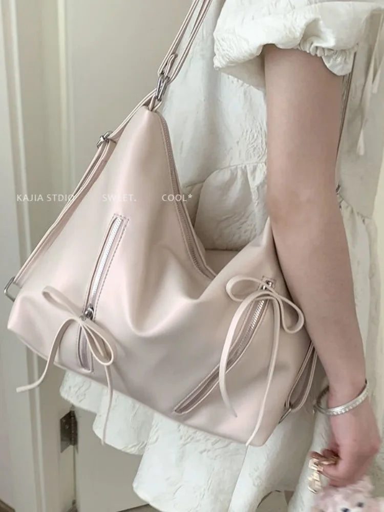 LIZAKOSHT  -  Sweet Girl Zipper Bow Fashion Tote Backpack Casual Big Capacity Schoolbag Student Leisure Travel Backpack