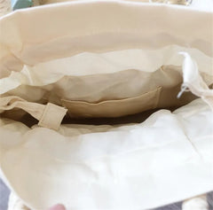 LIZAKOSHT  -  Spring Summer Lolita Strawberry Bow Basket Straw Handbag Girl Kawaii Picnic Photo Outdoor Bag Props D1090