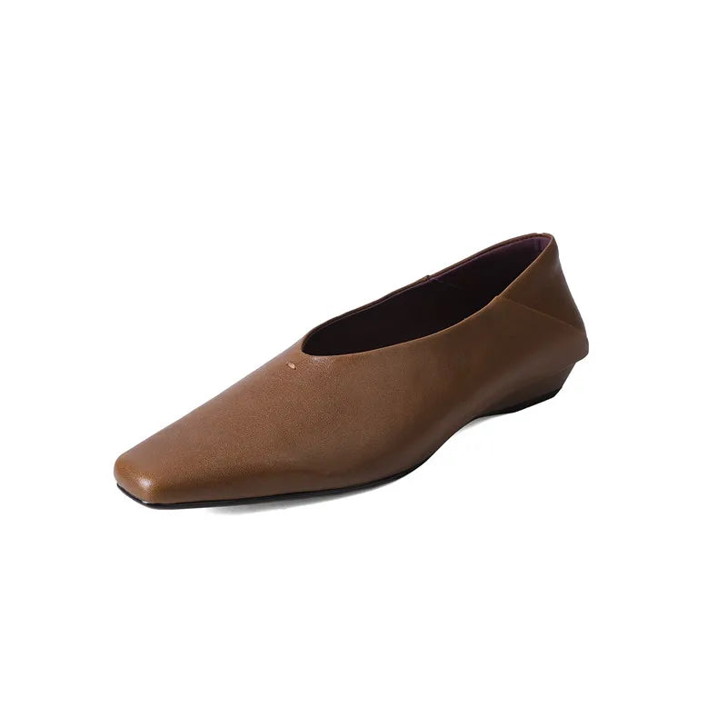 LIZAKOSHT  -  Fashion Pumps New High Quality Genuine Leather Shoes Square Head Low Heel Women's Shoes Daily Lightweight Shoes