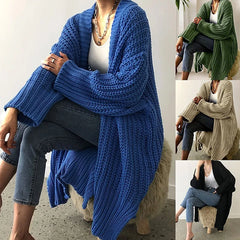 LIZAKOSHT  -  Women Knitted Cardigan Long Cardigans Solid Color Open Front Sweaters Outerwear Spring Summer