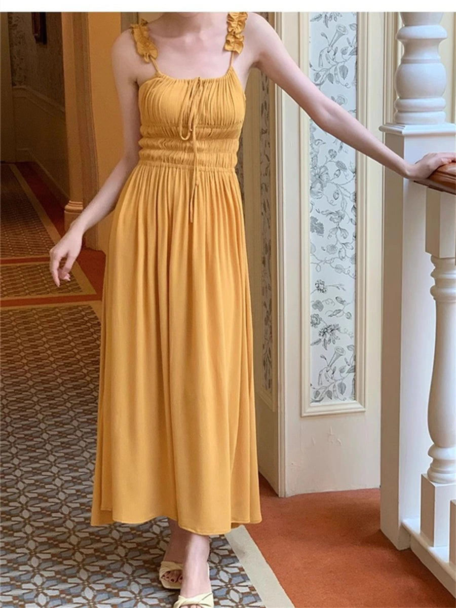 LIZAKOSHT  -  Spaghetti Strap Dress Women New Summer Elegant Holiday Backless Evening Party Vestidos Dresses Female Slim Korean Clothes