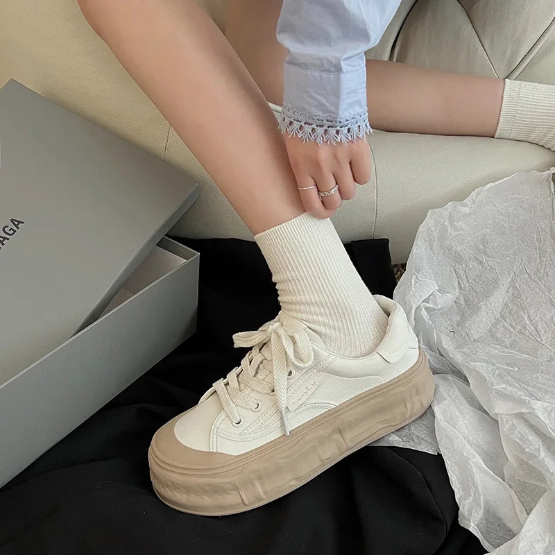 LIZAKOSHT  White Shoes Women's New Spring Canvas Shoes Popular Thick Sole Shoes women white shoes