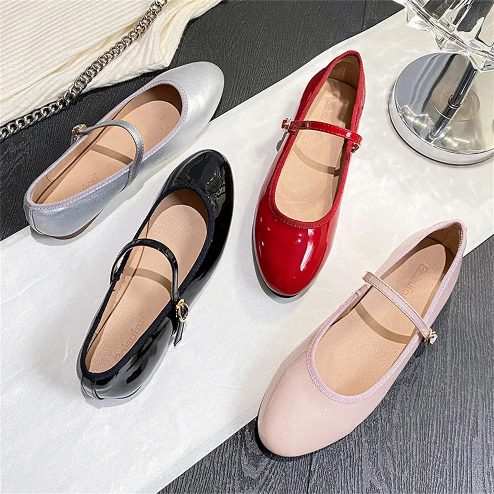 LIZAKOSHT  -  Size 41 Chic Red Ballet Flats Shoes Women Woman Trend Summer New Designer Cozy Walking Office Lady Mary Jane Shoes Mujer