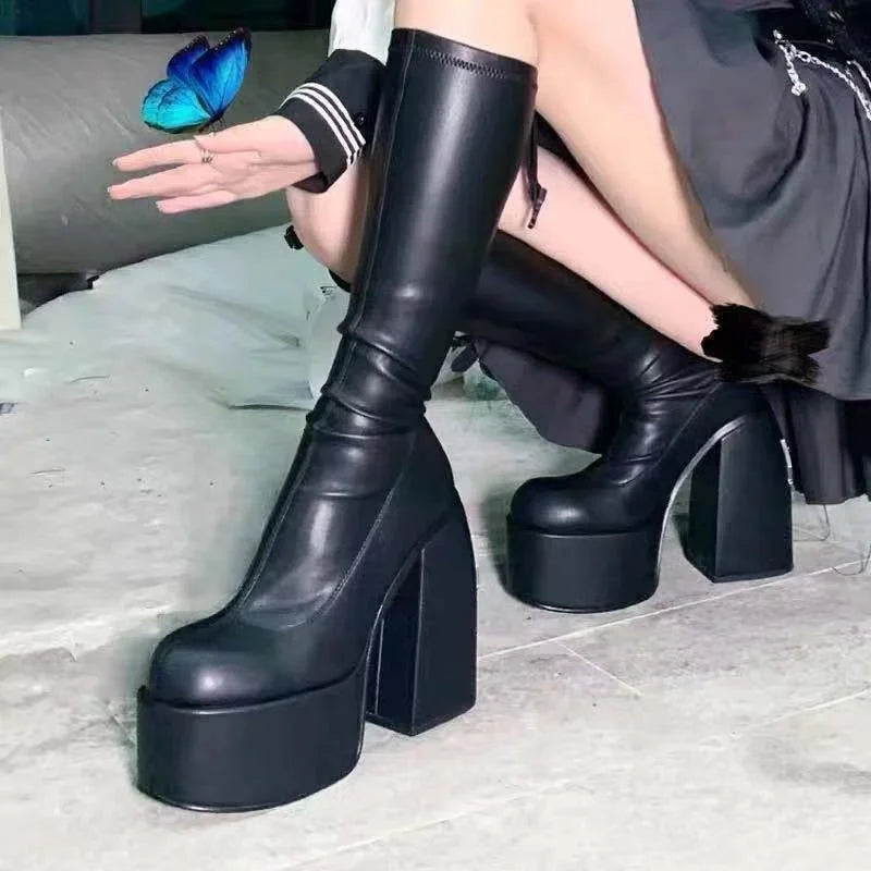 LIZAKOSHT  -  Plus Size 43 Brand New Ladies Platform Thigh High Boots Fashion Thick High Heels Over The Knee Boots Women Party Shoes Woman