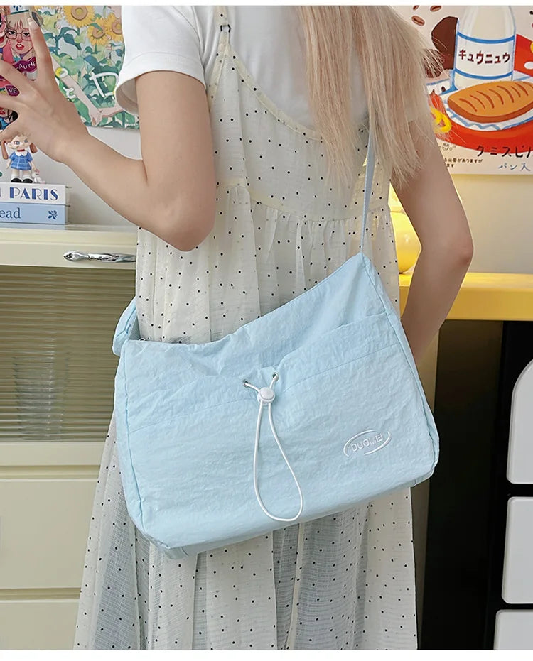 LIZAKOSHT  -  Japan Style Women Crossbody Bag New Casual Nylon Letter Composite Bag Simple Large Capacity Canvas Single Shoulder Tote Bag