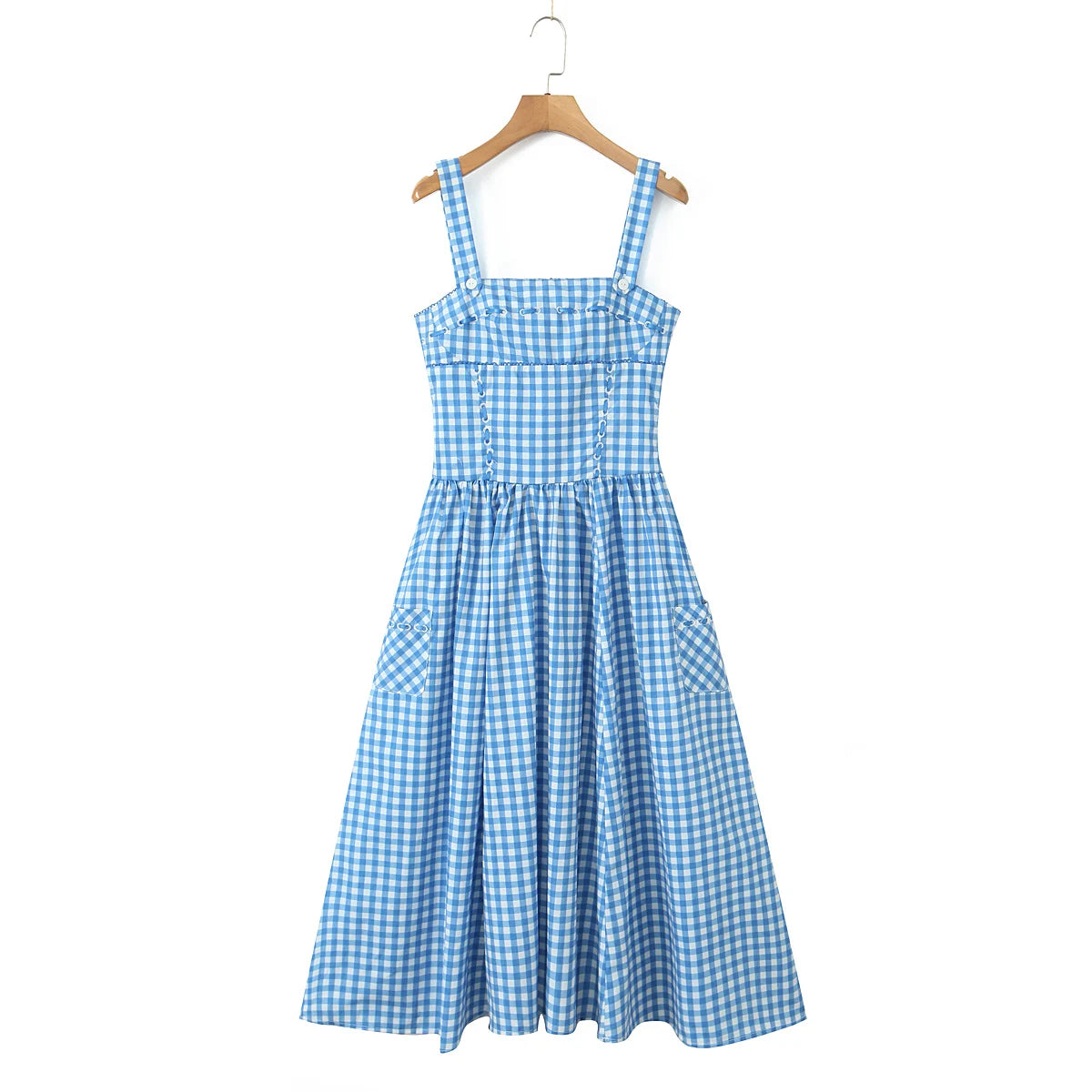 LIZAKOSHT  -  Luxury dresses women 2024 Long dresses for women evening party dresses bodycon midi dress elegant blue plaid dress tank sundress