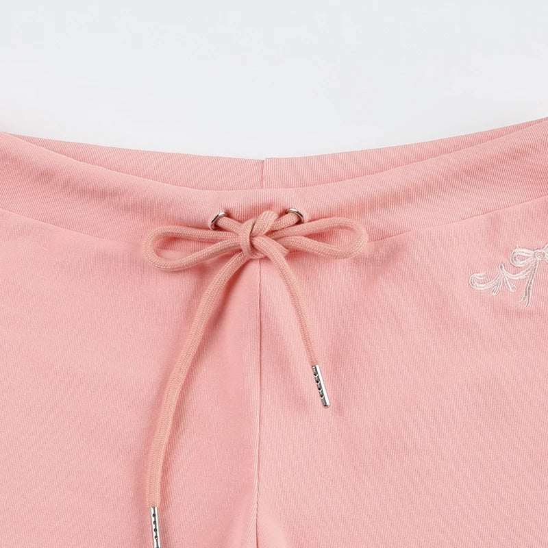 LIZAKOSHT  -  Sweet and Spicy Tight Hanging Neck Short Top Drawstring Low Waist Shorts Two Piece Set