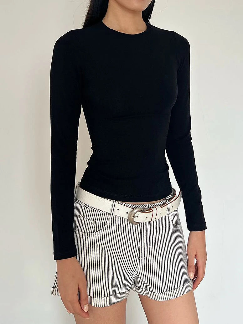 LIZAKOSHT  -  Solid Basic Long Sleeve T-shirts Woman Spring Crew Neck Slim Tee Shirts Female Casual Simple All-match Tshirts Y2k Tops New