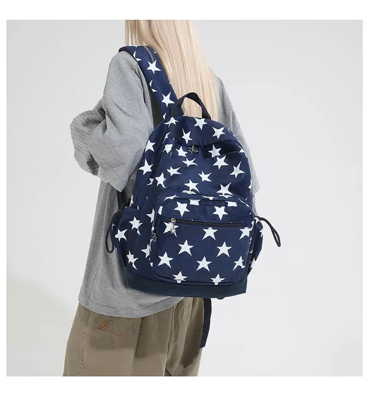 LIZAKOSHT  -  High-capacity Vintage Grunge Men Backpacks All Match Simple Fashion Star Letter Schoolbags Y2k Aesthetic Trendy Backpack Women