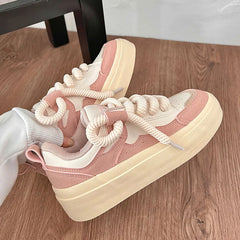 Lizakosht Pink Kawaii Shoes Women's Platform Sneakers Sports Casual Vintage Vulcanize Lolita Canvas HarajukuTennis Female Flats
