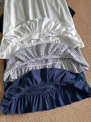 LIZAKOSHT  -   Solid Puff Sleeve Blair Dress Women Summer Chic Simple Ruffled Hem Cotton Loose Vestidos Sweet Cute Preppy Style Dresses New