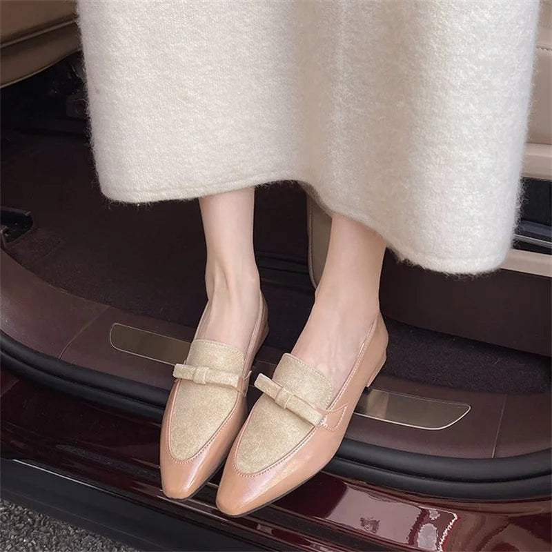 LIZAKOSHT  -  Women's Pointed Toe Heeled Shoes Bow Fashion Loafers Shoes Autumn Designer New Woman Pumps Dress Sexy Luxury Zapatos De Mujer