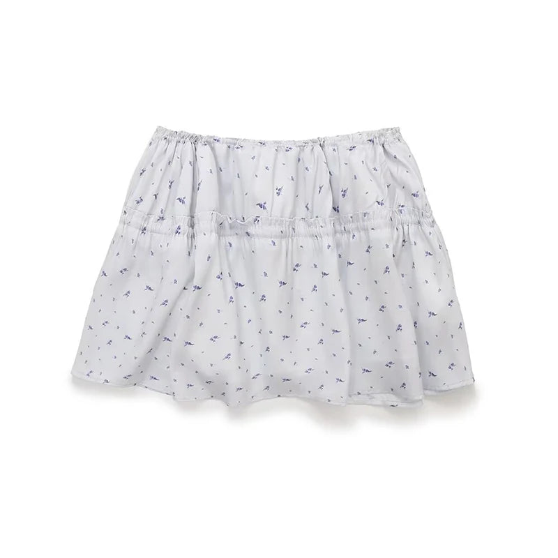 LIZAKOSHT  -  Summer 2024 Women Floral Print Satin Skirt Vintage Drawstring Mid Waist Female A-line Mini Skirt  Holiday