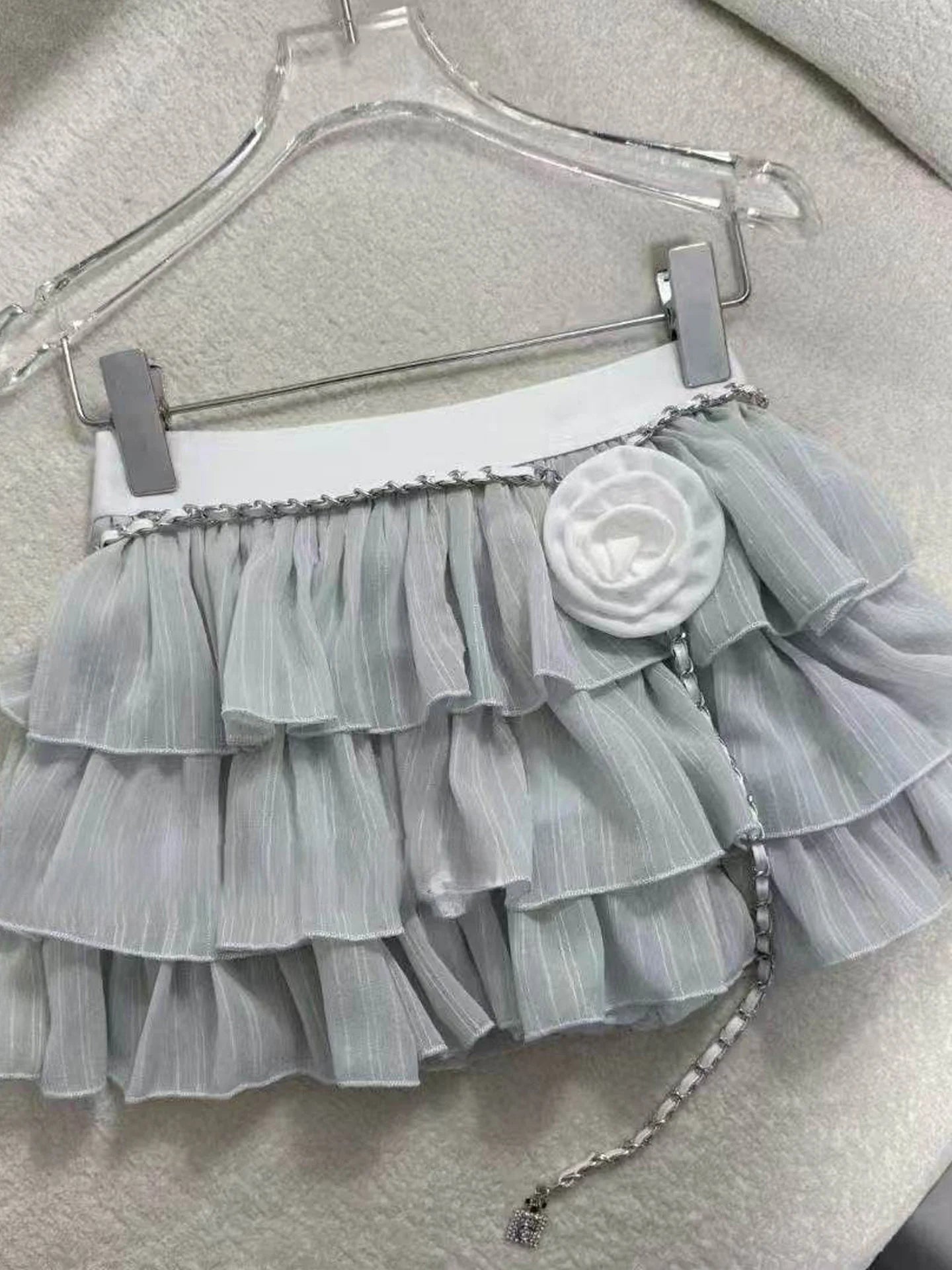 LIZAKOSHT  -  Sweet Fairy Style A-Line  Skirt Women's Summer New Chain Waist Belt Anti-Light Elastic Waist Versatile Short Skirt