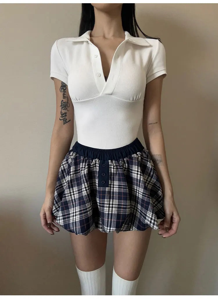 LIZAKOSHT  -  Women Button Up Polo Short Sleeve Tee Tshirt Top