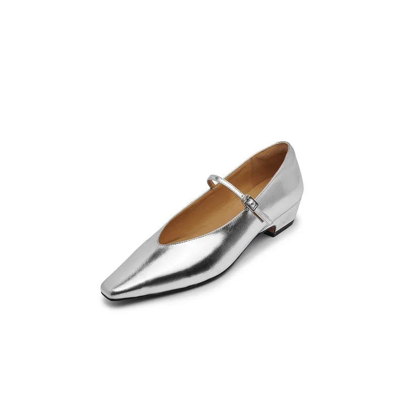 LIZAKOSHT  -  Fashion Women's Shoes New High Quality Genuine Leather Shoes Simple Square Head Low Heel Women's Heel Shoes