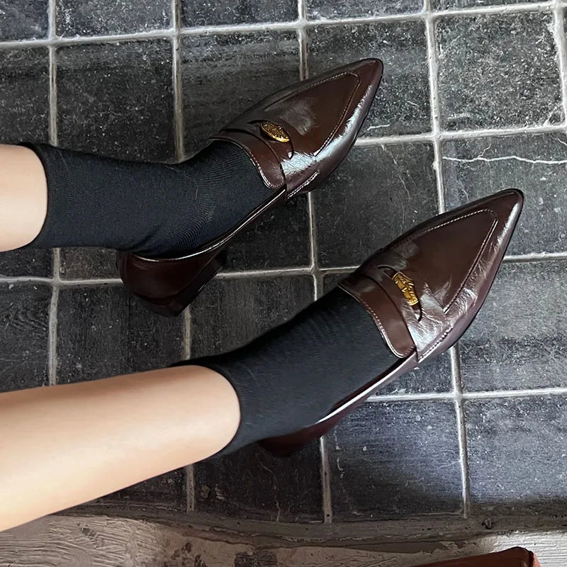 LIZAKOSHT  -  Autumn New Brand Women Flat Shoes Fashion Pointed Toe Slip On Ladies Casual Laofer Shoes Flat Heel Dress Flat Shoes New
