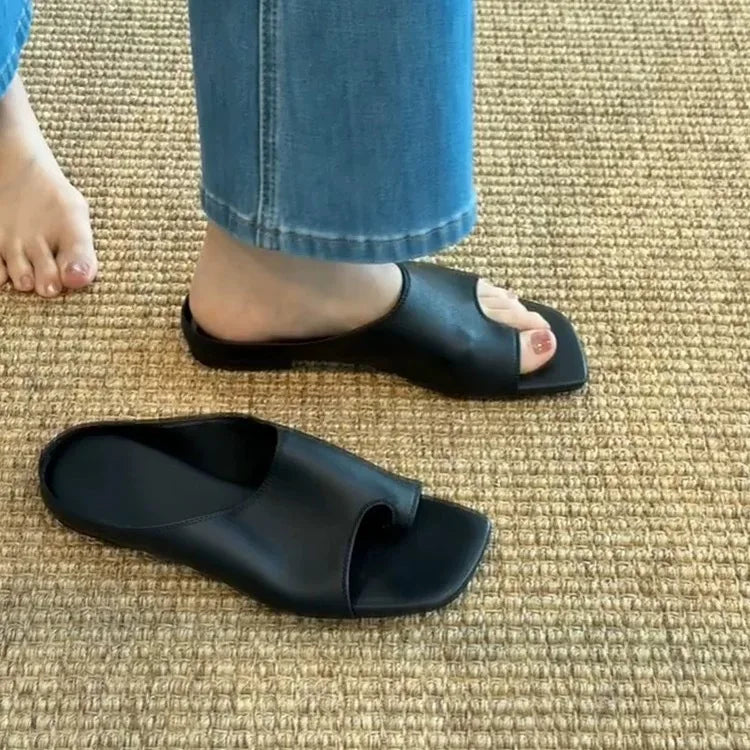 LIZAKOSHT  -  New Designer Summer Leisure Women Slippers Clip Toe Flats Size Soft Indoor Daily Shoes Female
