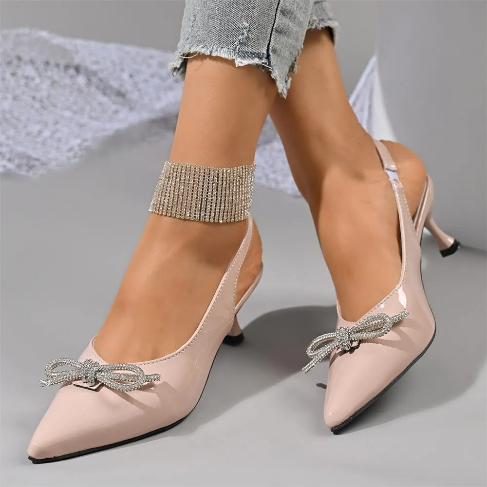 LIZAKOSHT  -  Big Size 43 Elegant Burgundy Pointy Toe Two-Piece Pumps Summer Bow-knot 6cm Kitten Heels Black Office Lady Shoes Women