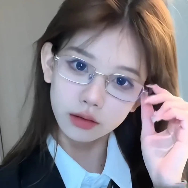 LIZAKOSHT  -  Y2k Small Square Frame Glasses Women Girls Harajuku Anti Blue Light Eyeglasses Retro Metal Alloy Reading Spectacle Eyewears