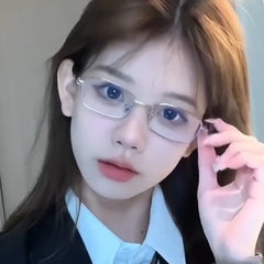 LIZAKOSHT  -  Y2k Small Square Frame Glasses Women Girls Harajuku Anti Blue Light Eyeglasses Retro Metal Alloy Reading Spectacle Eyewears