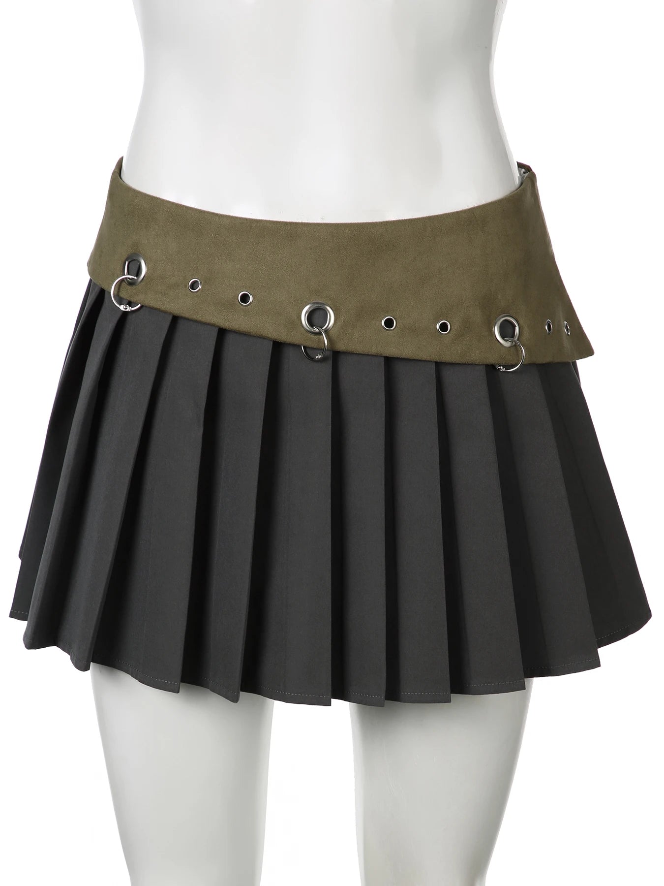LIZAKOSHT  -  Dark Patchwork A-Line Pleated Skirt Gothic Mid-Waisted Mini Skirts Women Autumn Winter Fashion Streetwear Ladies