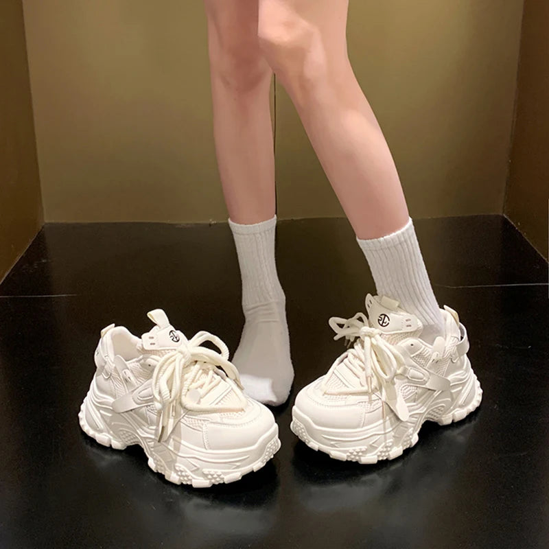 LIZAKOSHT  -  Womens Sneakers Shoes On Platform White Tennis Female Roses Thick Sole Casual Trainers Leisure Autumn Women's Sneakers With